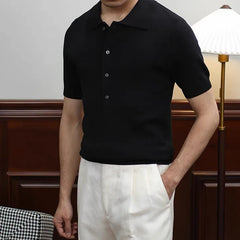 Threebooy New Trend Men Polo Shirt Leisure Vintage High Quality Knit Tops American Style Fashion Breathable Buttoned Short Sleeve Knitwear