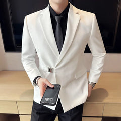 Threebooy Royal Blazer Men Slim Fit Party Office Dress Suit Single Button Mens Suit Jacket Hombre Smoking Tuxedo Coat S-3XL