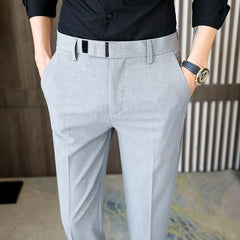 Threebooy Summer Thin Men's Business Casual Trousers Korean Style Slim Nine-point Pants Small Feet