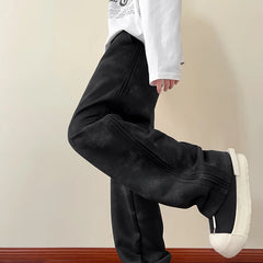 Threebooy New Spring Men's Casual pants Sweatpants Wide Leg Straight Loose Pants Korean Fashion Patchwork Knit Long Track Trousers
