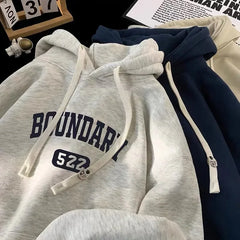Threebooy New Retro Casual High Street Hoodies For Men Autumn Letter Print Pullover Hooded Sweatshirts Oversized Y2K Hoody Clothing
