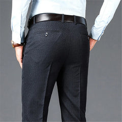 Threebooy New Business Casual Suit Pants Men Solid High Waist Straight Office Formal Trousers Mens Classic Style Suit Long Pants Plus Size