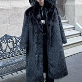 Threebooy Mens Faux Fur Furry Warm Coat Autumn Winter Streetwear Fashion Trend Youth Soft Casual Comfort Mid-Length Coat Men'S Clothing