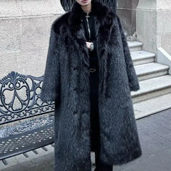 Threebooy Mens Faux Fur Furry Warm Coat Autumn Winter Streetwear Fashion Trend Youth Soft Casual Comfort Mid-Length Coat Men'S Clothing