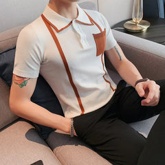 Threebooy Brand Clothing Fashion Men Summer Knitting High Quality Stripe Polo Shirts/Male Slim Fit Leisure Polo Shirts Tops S-4XL