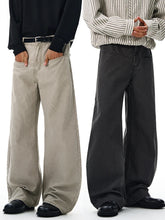 Threebooy 100% Cotton Wide-leg Jeans Men's Autumn Fashion Pocket Design Casual Trousers Loose American High Street Y2K Denim Pants