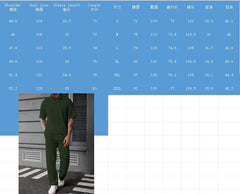 Threebooy Jacquard textured knitted polo shirt, a fashionable and casual men's short-sleeved shirt and long pants two-piece set