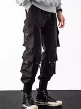 Threebooy Men’s Loose Fit Cargo Pants with Multi Pockets Nine Tenth Length Tapered LegCasual Utility Style for Spring Autumn