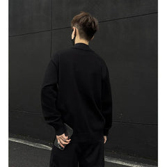 Threebooy Men's Light Luxury Knit Mock Neck Sweater Autumn Winter Fashion Korean Long Sleeve Streetwear Leisure All-match Knitwear