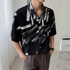 Threebooy Slim Fit Printed Shirt Men Comfortable Trendy Fashion Youth Casual Stylish Top 2025 New Hot Sale Modern Print Shirt short sleeve