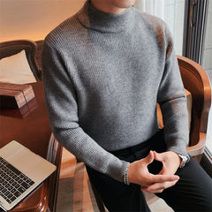 Threebooy Clothing White Black Turtleneck Sweater Men Pullovers Winter Thicken Cashmere Men Knitted Jumpers Male Turtle Neck Sweater