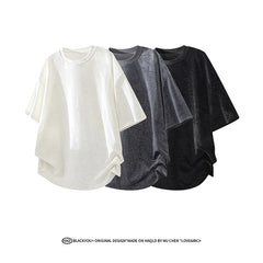 Threebooy New Mens Loose Fit Round Neck Tshirt Soft Drape Fabric Short Sleeve Casual Top Trendy Streetwear Breathable Lightweight Tee Hot