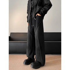 Threebooy Men's Sweatpants High street patchwork Straight pants Korean Fashion Wide Leg Straight Loose Track Pants Male Casual Trousers