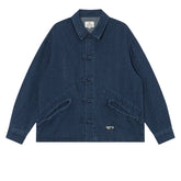 Threebooy Vintage Pockets Denim Jackets Mens Streetwear Harajuku Casual Jeans Coats Oversized Washed Chinese Style Cargo Jacket Mal