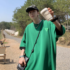 Threebooy Summer New Men's Round Neck Short Sleeve T-shirt Green/white/black Color Top Clothes Tshirts Fashion Trend Casual T Shirts