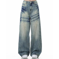 Threebooy Crack Baggy Jeans Man Pants Y2k Harajuku High Street Vintage Washed Straight Denim Trousers 2025 New Punk Goth Jeans For Man