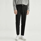 Threebooy Spring and Summer Draped Trousers for Men's Cropped Trousers Straight Loose Men's Light Business Draped Casual Pants