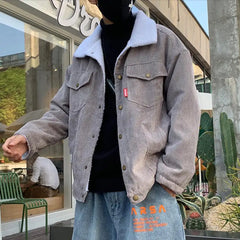 Threebooy Men Autumn Winter Thicken Warm slim fit Corduroy Jackets Men's Outwear Hip Hop Coat Male Teen Casual Jacket Colorful S-5XL