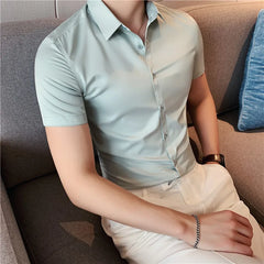 Threebooy clothing Men's High-Grade Summer Leisure Dress Shirts/Male Slim Fit Business Short Sleeve Shirt Tops Plus size S-4XL