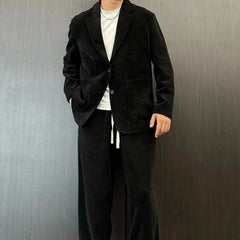 Threebooy Trends Costumes 2 Piece Outfit Set Male Solid Color Full Men's Suits and Blazers Youth Pants Spring Autumn Korean Luxury Casual