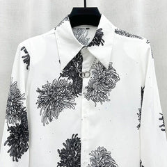 Threebooy Mens Shirt Small Sequin Starry Sky Shoulder Pad Print Shirt Fashion Personality Temperament Trendy Nightclub Top Men'S Clothing