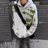 Threebooy Gray Heavy Moss Embroidered Hooded Sweatshirt Men 2025 Spring And Autumn Fashion Trend American Retro Couple Casual Tops Unisex