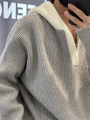 Threebooy Korean style autumn and winter men and women trendy personalized spliced sweater for couples loose retro knitted casual top y2k