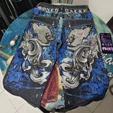 Threebooy Y2k European and American Hip Hop Washed Embroidered Graphic Pattern Jeans High Street Fashion Patchwork Loose Straight Pants