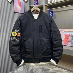 Threebooy Autumn And Winter Fashion Trend Short Stand Collar American Street Loose Casual Trend Baseball Jacket Pilot Cotton Jacket Men