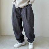 Threebooy Mens Pants Thick Woolen Casual Pants Autumn Streetwear Fashion Personality Versatile Trend Comfort Wide-Leg Pants Men'S Clothing