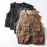 Threebooy Spring Summer Vest Thin Hollow Outdoor Leisure Multi-pocket Fishing Vest Photography Tooling Quick-drying Horse Clip Vest Jacket