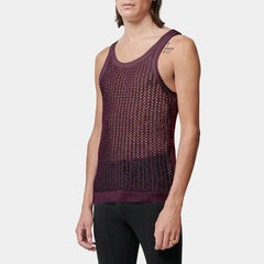 Threebooy Men's Hollow Knitted Sleeveless Vest American Retro Fashion Trend Street Loose Casual Breathable Niche Summer New Men's Tops
