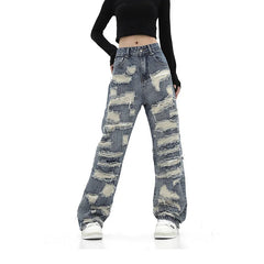 Threebooy Y2K Streetwear Baggy Ripped Stacked Jeans Pants For Men Clothing Straight Hip Hop Denim Trousers Pantalon Homme