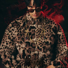 Threebooy New Faux Fur Rabbit Fur Autumn Winter New Jackets Chinese Style Leopard Printed Warm Coats Plush Tang Suit Jackets Chic