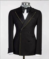 Threebooy Fashion Men‘s’ Suits 2 Piece Set With Gold Beads Custom One Button Slim Fit Tuxedo Wedding Formal Business Prom