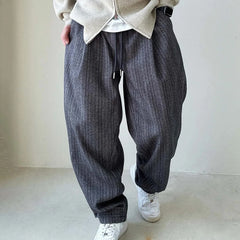 Threebooy Mens Pants Thick Woolen Casual Pants Autumn Streetwear Fashion Personality Versatile Trend Comfort Wide-Leg Pants Men'S Clothing