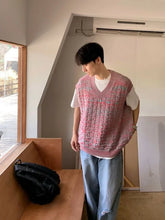 Threebooy Knit Sweater Male Sleeveless Vest Men's Clothing V Neck Pink Cute Waistcoat Baggy X 100 Pure Cashmere Cotton
