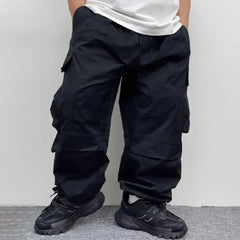 Threebooy 2025 Spring Autumn Mens Casual Loose-Fitting Trousers American Street Straight-Tube Trendy Casual Workwear Functional Pants Men
