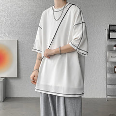 Threebooy Summer Short Sleeve T-shirt Men Fashion 3 Colors Oversized T Shirt Men Streetwear Hip Hop Loose O-Neck Tshirt Mens Top S-2XL