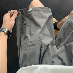 Threebooy American Trendy Brand Quick-dry Tactical Cargo Shorts for Men Summer Loose Design with Rivet Detailing Casual Pants