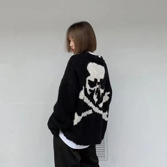 Threebooy Knitted Sweaters for Men Halloween Pullovers Man Clothes Black Couple Outfit Skeleton Maletry Y2k Streetwear New in Old Sheap X