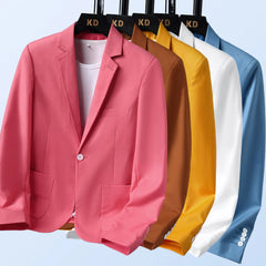 Threebooy Casual Men's Suit Jacket with Slim Fit and Single Button Design, Mens Pink Blazers ,Blazer for Men Elegant Stylish
