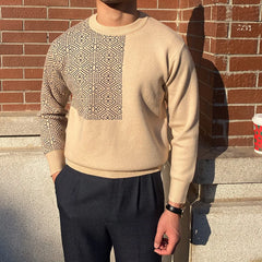 Threebooy Smart Casual Autumn Winter Sweaters New Men O-Neck Jacquard Weave Warm Trend Fashion Slim Long Sleeve Pullovers Knitted Tops