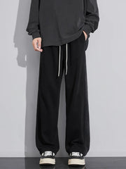 Threebooy New Men's Fashion Baggy Straight Casual Pants Classic Solid Color Streetwear Sweatpants Wide Leg Trousers Male Trendy Brand