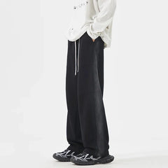 Threebooy Autumn New Baggy Straight Men's Solid Color Casual Pants Simple Comfortable Wide Leg Pants Sweatpants Fashion Male Trousers