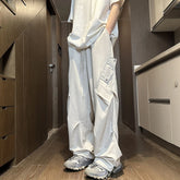 Threebooy Ice Silk Solid Color Baggy Trousers Man High Quality Harajuku Designer Y2k Vintage Street New in Casual Wide Cargo Pants for Men