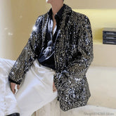 Threebooy Male Shiny Blazers Spring jacket men Stylish Sequin Decor Blazer For Men Suit Jackets Dazzling Stage Clothing
