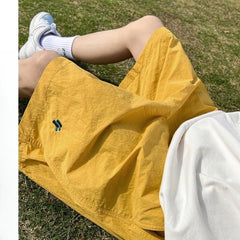 Threebooy American Sports Shorts High Waist Wide-leg Five-leg Pants Japanese Fashion Trend Casual Loose Summer Thin Black Pants Aesthetic