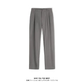 Threebooy Men's Light Luxury Draped Baggy Suit Pants Casual Button-down Solid Color Straight Premium Elegant Dress Pants 2025 New S-4XL