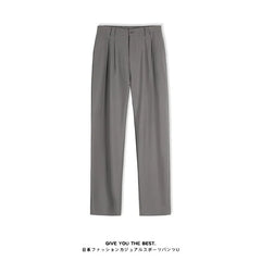 Threebooy Men's Light Luxury Draped Baggy Suit Pants Casual Button-down Solid Color Straight Premium Elegant Dress Pants 2025 New S-4XL